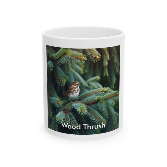 Wood Thrush Ceramic Mug - Nature Lover Gift, 11oz & 15oz